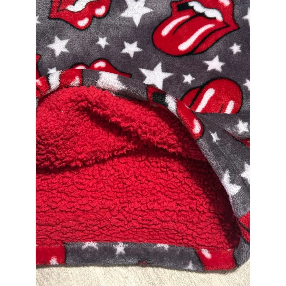 The Rolling Stones Kids Fleece Hoodie Red Sherpa‎ Lined Stars Grey 12M